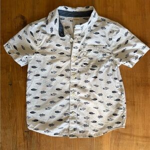 Gymboree White and Black Fish Print Button Down Shirt